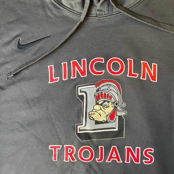 Nike Therma-fit Women Sweatshirt size S Hoodie Hand Warmer Gray Lincoln Trojans - Picture 6 of 10